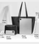 Large Capacity Women's Tote Bag with Cosmetic Pouch - Image 3