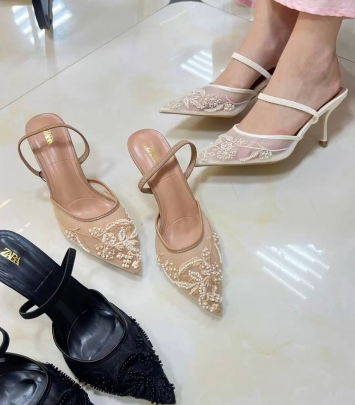 Untitled design (91) ZARA Women Shoes High Heels Embroidery - Image 1